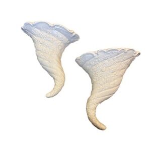 Ethan Allen Cream Floral Cornucopia floral italian shelf set